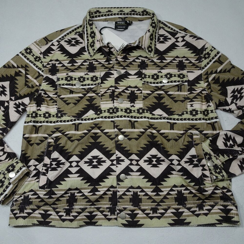 WESC Unisex Corduroy Trucker Blanket AOP Men Large Women XL Cord Jacket NEW
